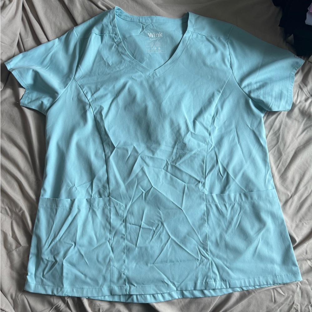 Wink Women's Light Blue Scrub Top
